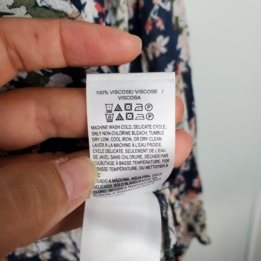 Lucky Brand Navy Blue Floral Boho Tie Top - Picture 7 of 9